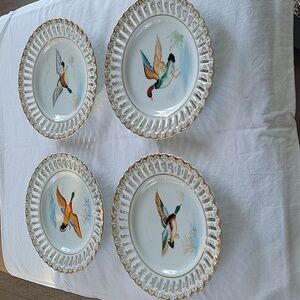 Kasuga Ware Game Duck plates.  Set of 4